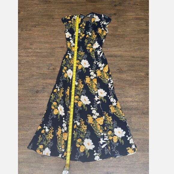 Reformation Navy and Yellow Floral Midi Dress - Picture 6 of 7